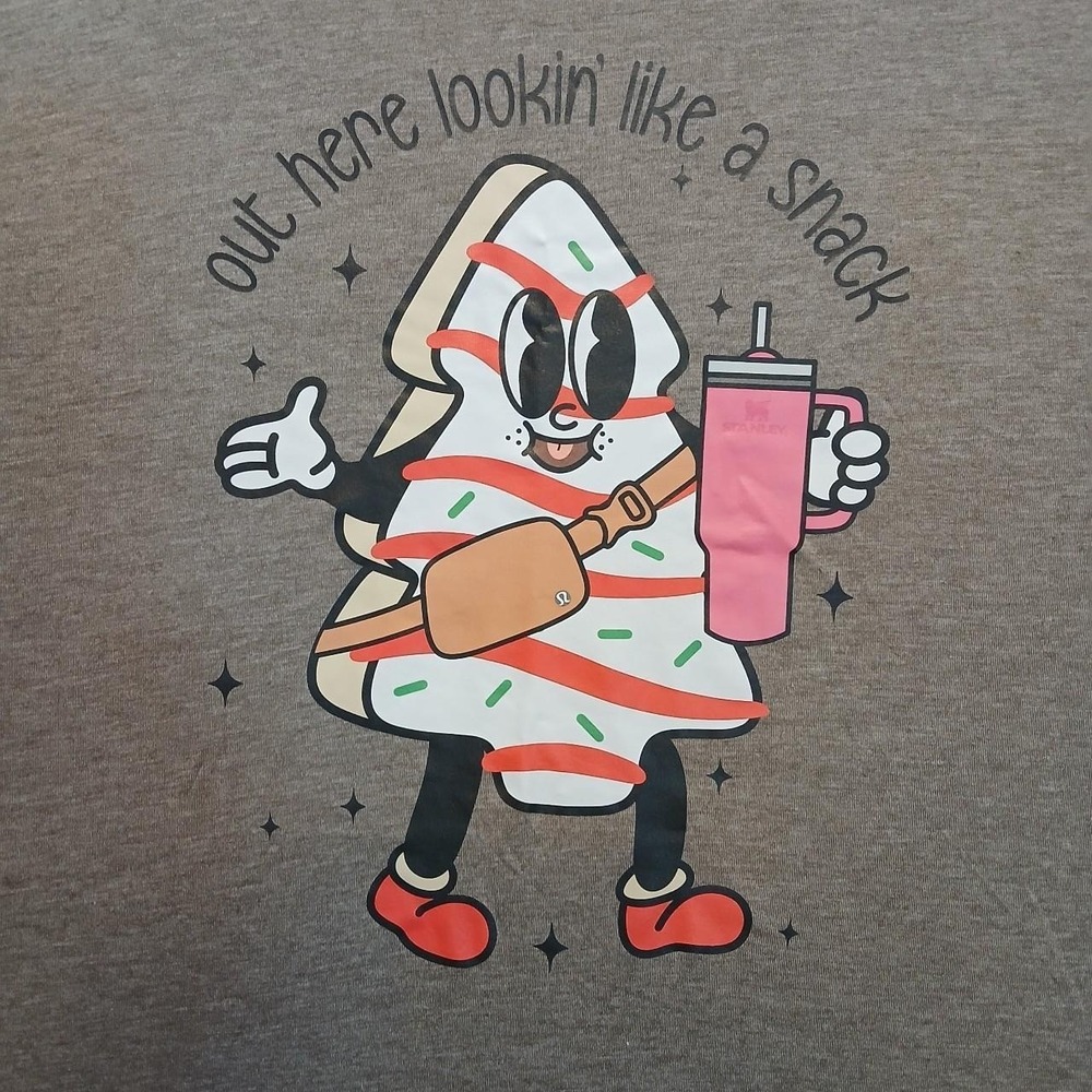 Next Level Christmas Tree Cake M shirt Little debbie cartoon funny pun snack